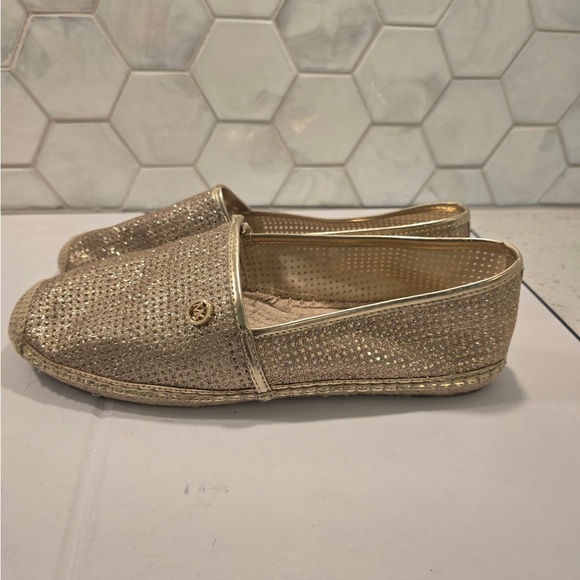 Michael Kors Womans Kendrick Gold Mesh Espadrilles Sz 10 Flats Slip On Metallic - Picture 4 of 8